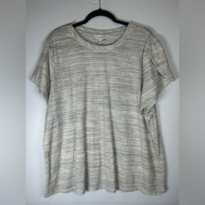 Liz Claiborne Gray Striped Short Sleeve Tee